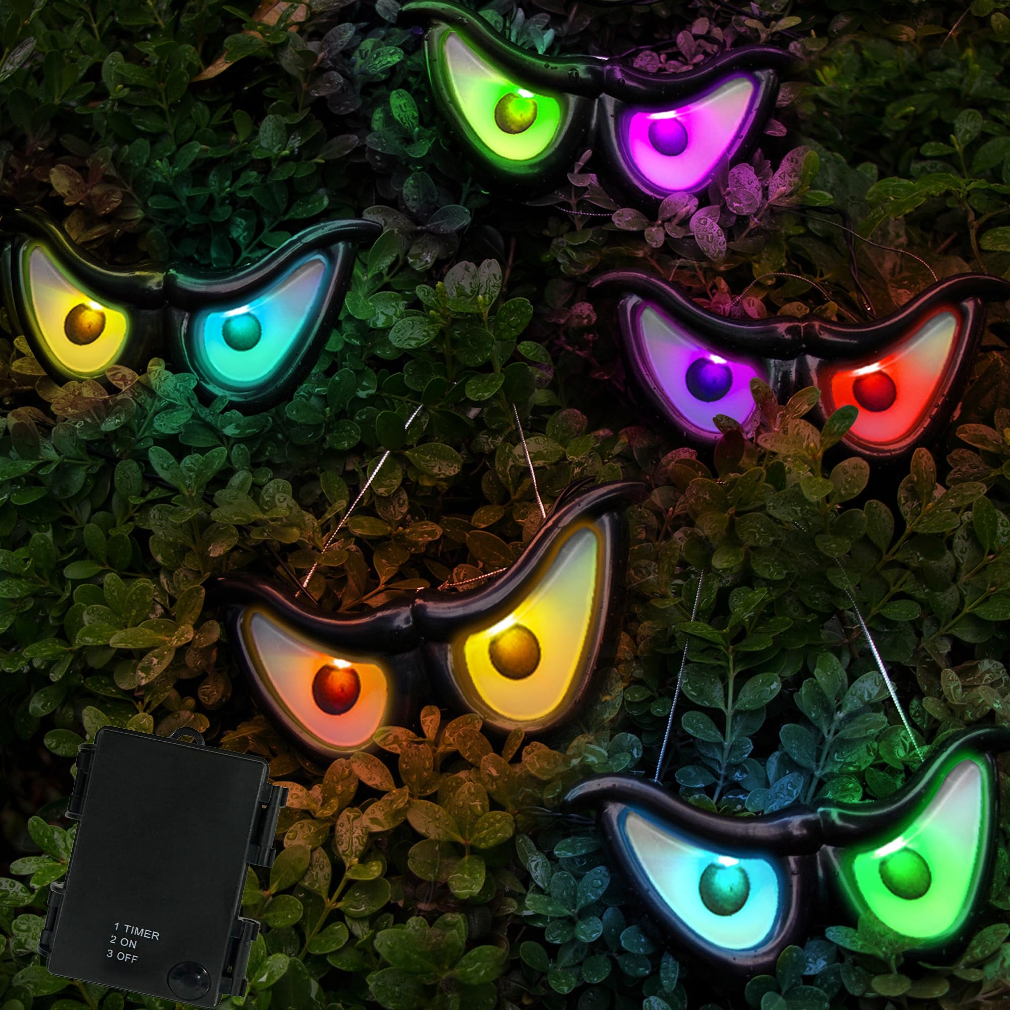 Photo 1 of WATERGLIDE Outdoor Halloween Decoration Flashing Spooky Eyes Lights, 5 Pairs Battery Operated Light Up Peeping Eyeball Auto Color Changing, for Yard, Lawn, Graveyard Scenes and Party