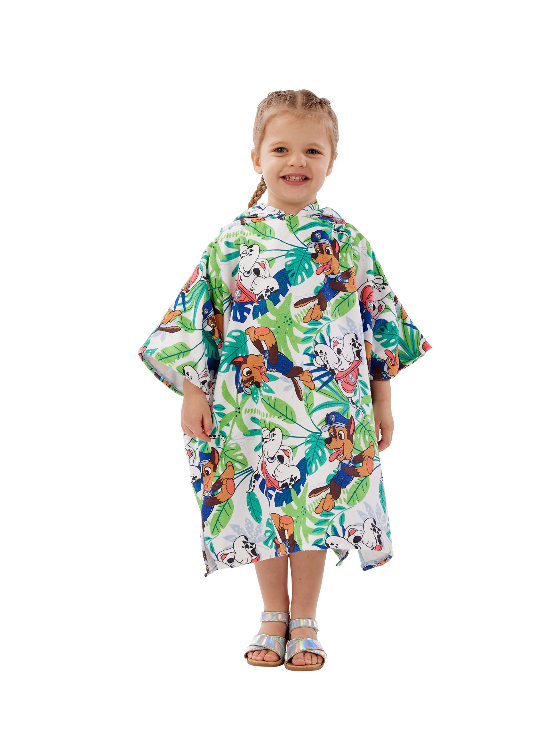 DRYMEE Officially Licensed Wearable Hooded Towel | Bathrobe Poncho For The Beach Or Pool | Perfect For Smaller Kids Age 3-6 Years, One Size Suggested Height 55cm (Paw Patrol, Toddler) — image 1