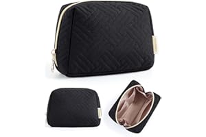 BAGSMART Small Makeup Bag, Travel Cosmetic Bag Make Up Pouch Small Travel Zipper Pouch,Water-resistant Toiletry Bag,Makeup Organizer Bag for Women, Black