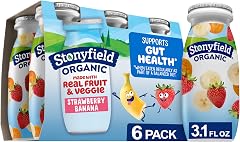 Stonyfield Organic Lowfat Yogurt Smoothies, Strawberry Banana, 3.1 oz., 6 Ct