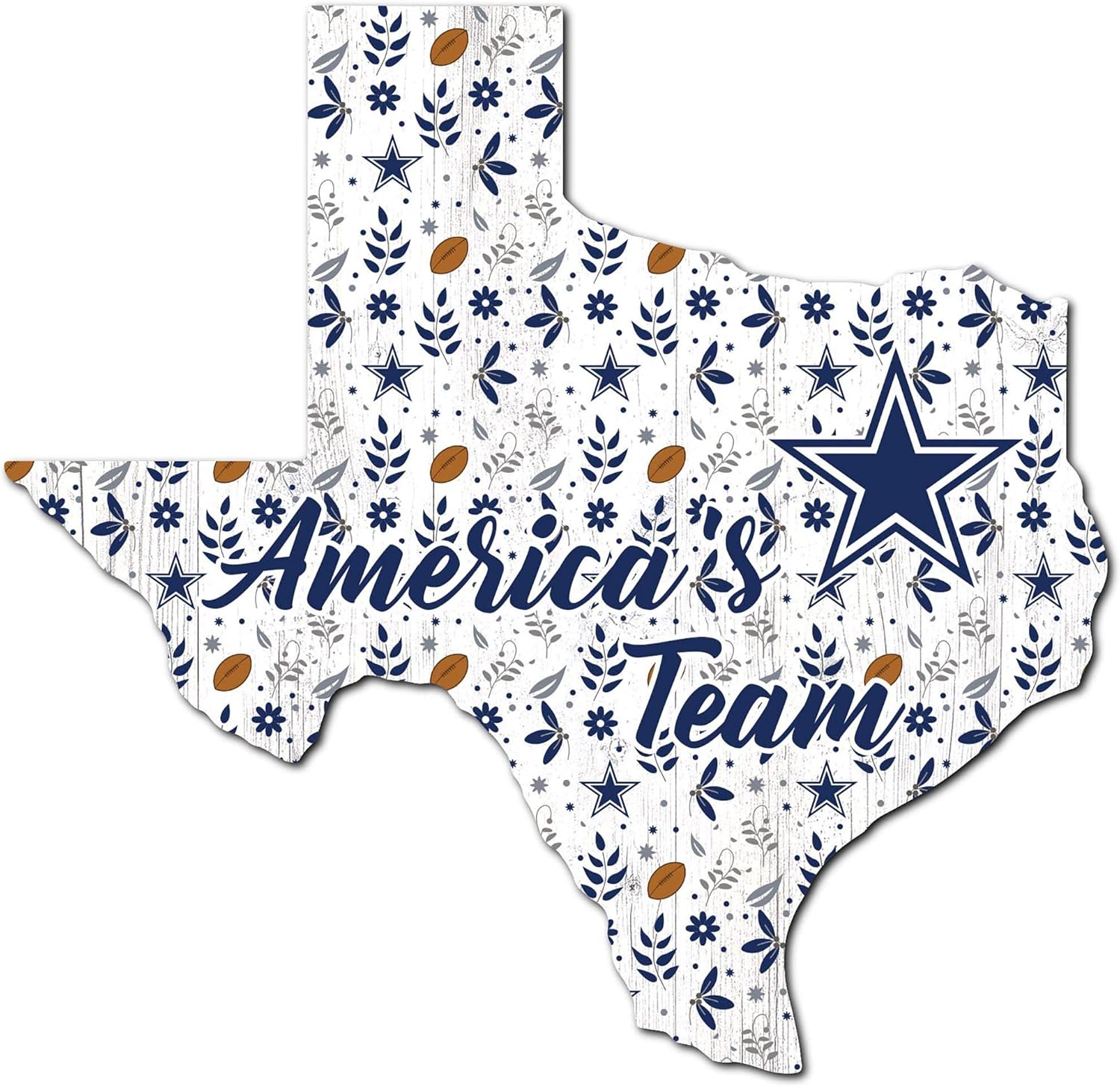 Fan Creations NFL Dallas Cowboys Unisex Dallas Cowboys Floral State Sign, Team Color, 12 inch
