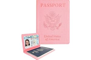 Sizobi Leather Passport Holder Covers, Passport Holder for Travel Women, RFID Blocking Wallet Case, International Travel Must Haves Travel Accessories for Women Men,Cruise Ship Essentials Gifts, Pink