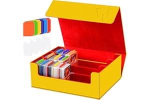 NEWLOOP Trading Card Storage Box - 2400+ Commander Deck Case for Magic the Gathering PKM YuGiOh Sports Cards, Leather MTG TCG PTCG with 12 PVC Dividers 4 Card Supporters, Blue and Red