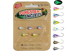 Tungsten 4 Anglers-97% Pure Tungsten Ice Fishing Jigs 5mm 1/16oz #12|Tear Drop Fishing Lures for Perch, Sunfish, Blue Gill, L