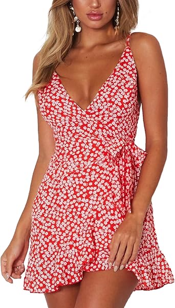 dots print spaghetti strap mini dress