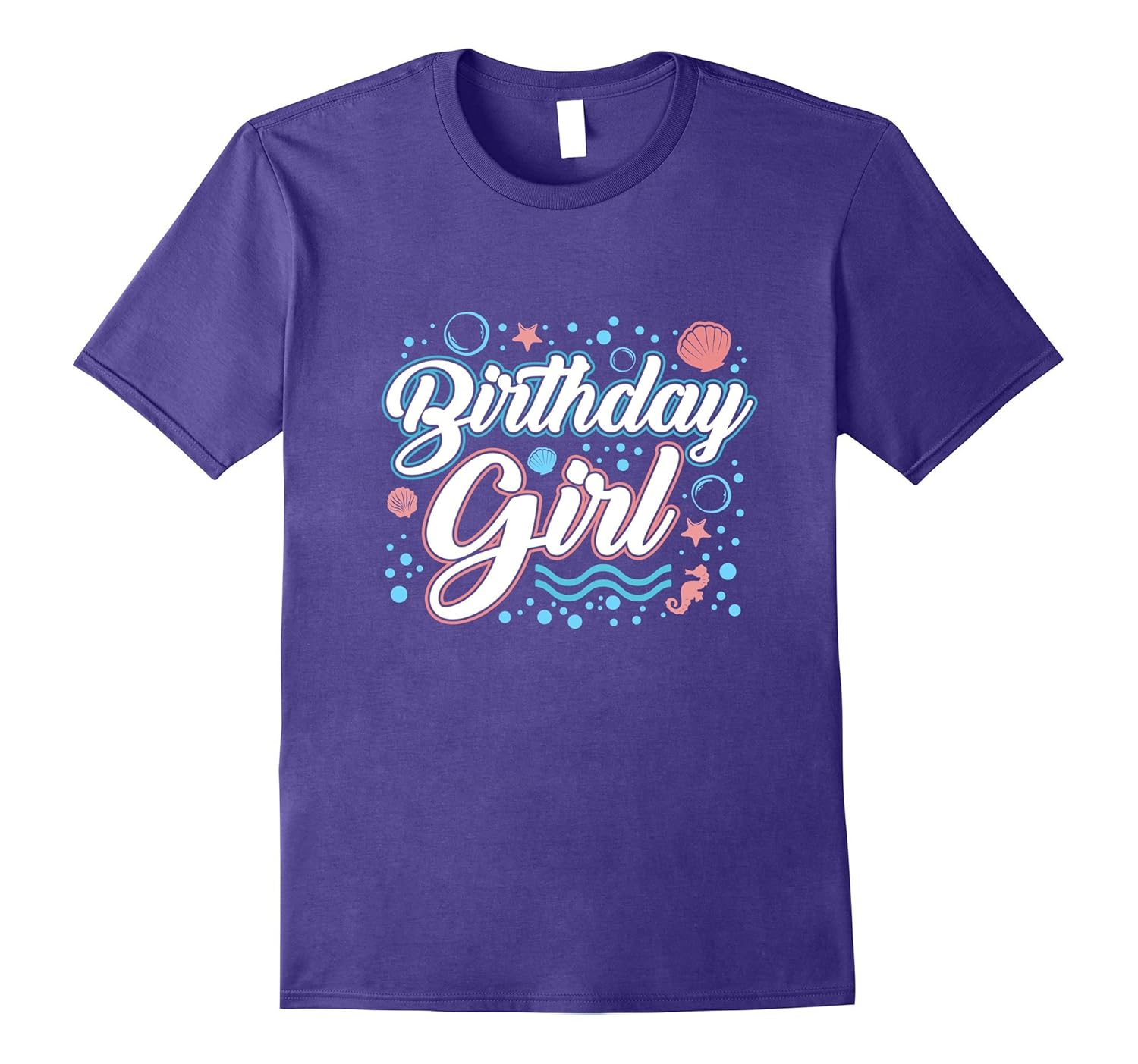 Birthday Girl Cute Mermaid Ocean Beach Bubbles Party T Shirt-Rose