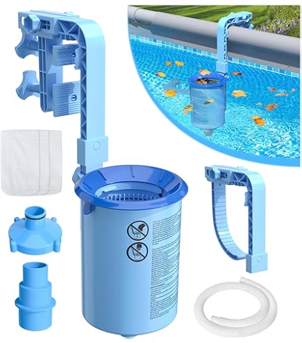 Jilong Avenli Skimmer Superficie Piscinas Autoportantes 40x19x18cm - Gris/Azul, Abrazadera Ajustable, Cesta Fácil Limpieza (Reduce Químicos)