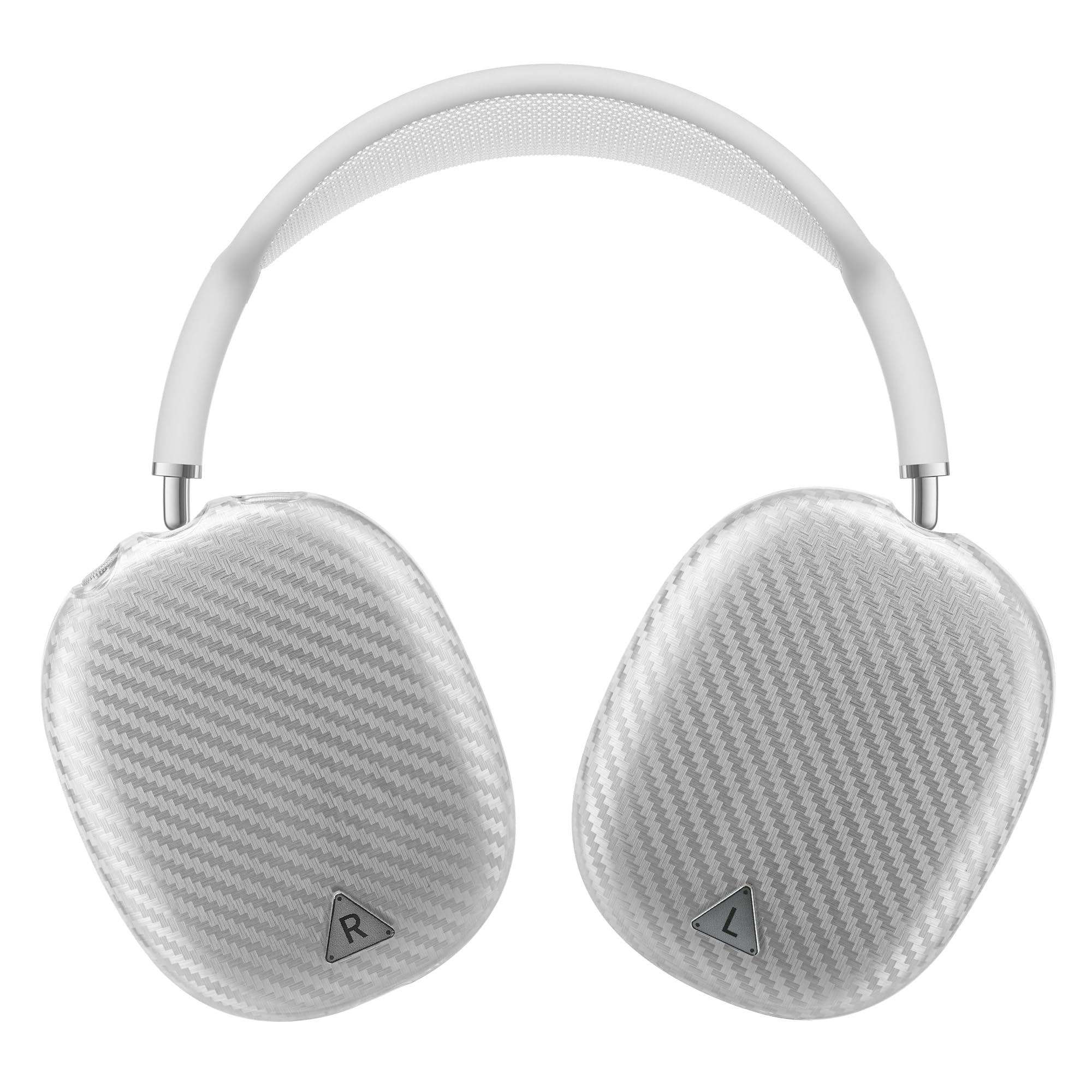 Photo 1 of Carbon Fiber Texture Case Cover for AirPods Max Headphone, TPU Anti-Scratch Ear Cup Cover, Protective Skin Accessories for Apple AirPods Max(2024/2020) - Silver