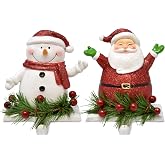Gift Boutique Christmas Stocking Holder Set of 2 Snowman and Santa | Poly Resin Iron Stockings Hanger Mantle or Fireplace Decor Durable Long Lasting Decoration