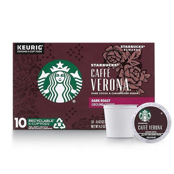 STARBUCKS DARK ROAST K-CUP COFFEE PODS — CAFFÈ VERONA FOR KEURIG BREWERS — 1 BOX (10 PODS)