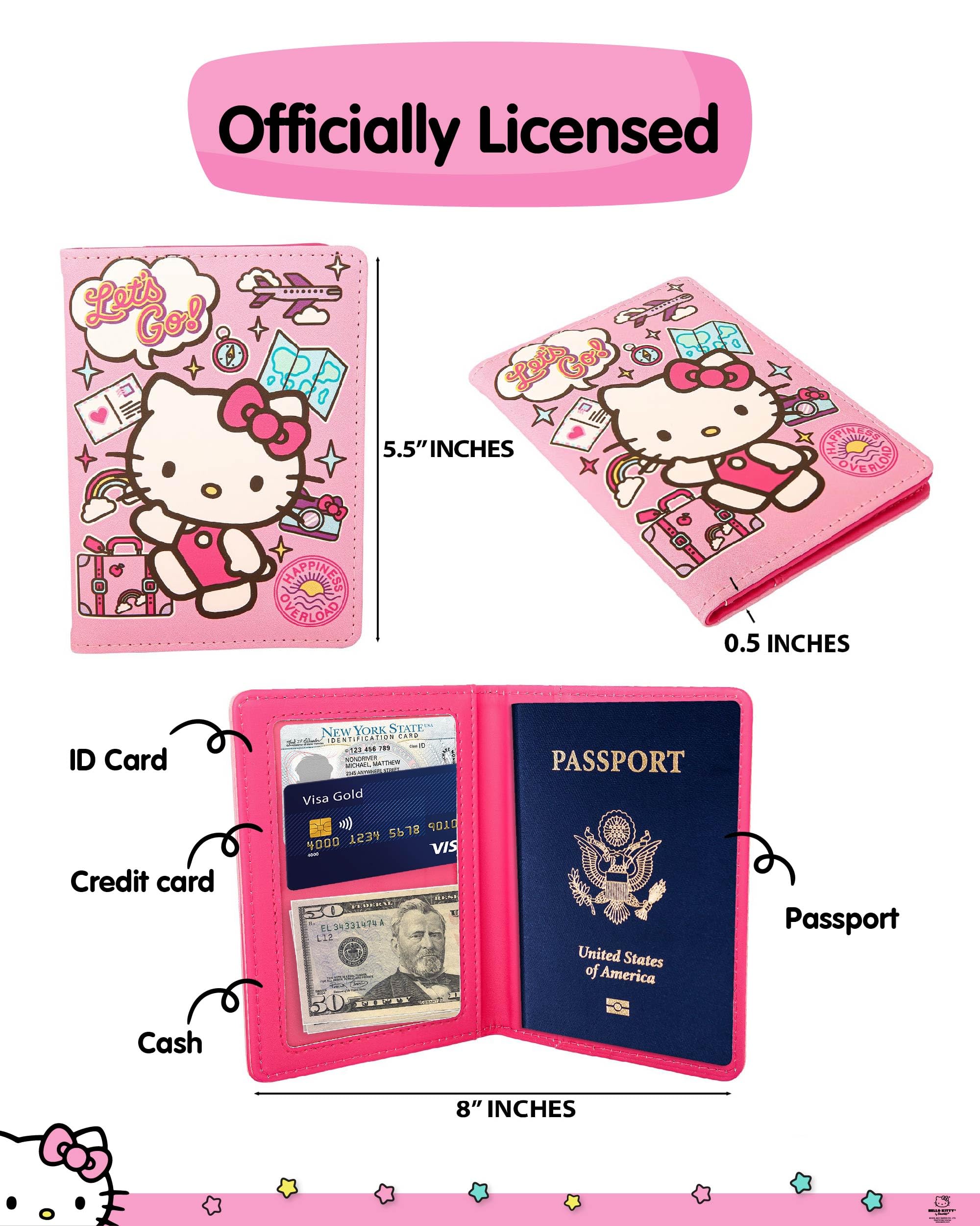 Hello Kitty Passport Holder - Sanrio Passport Holder for Women - Officially Licensed Passport Case (VG701236L.NJ)