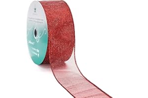 CT CRAFT LLC Red Metallic Wired Ribbon 2.5 inch x 40 Yards for Christmas Home Decor Tree Topper Bow Gift Wrapping DIY Crafts Wreath Garland Wedding
