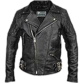Men’s Leather Motorcycle Jacket Cafe Racer Classic Lapel Style Collar Lambskin Biker Brando Leather Jacket