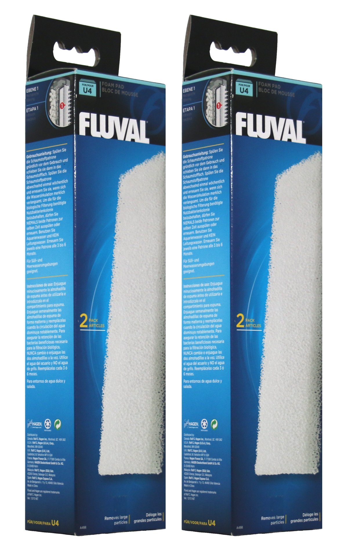 Fluval A488 Foam Pad for Filter U4, 2 x 2 pieces