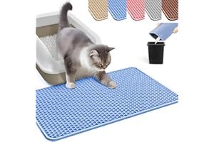 HCY&WLD Cat Litter Mat, Honeycomb Double Layer Cat Litter Trapping Mat, Waterproof Urine Proof Non-Slip, Scatter Control, Less Waste, Easier to Clean (Blue, 24" X 18")