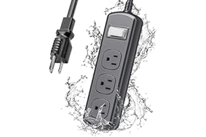 EIGSO Outdoor Power Strip Weatherproof, IPX6 Grade Waterproof Surge Protector with 3 Wide Outlets, Anti-Electric Shock, 6 FT Heavy Duty Extension Cord for Outdoor Patio Garden, Black