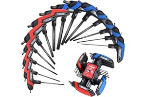 Topline 14-Piece T-Handle Hex Key Set, Metric&SAE, Long Arm Hex Keys, Portable Allen Wrenches Sets with Storage Rack for Basic Home Repair and Mechanics Maintenance