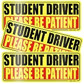 SINGARO Student Driver Magnet for Car - Please Be Patient, 3Pcs Magnetic Reflective Novice Sticker, New Driver Decal, Removable Exterior Car Accessories