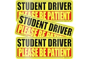 SINGARO Student Driver Magnet for Car - Please Be Patient, 3Pcs Magnetic Reflective Novice Sticker, New Driver Decal, Removable Exterior Car Accessories