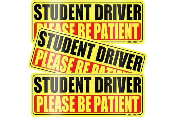 SINGARO Student Driver Magnet for Car - Please Be Patient, 3Pcs Magnetic Reflective Novice Sticker, New Driver Decal, Removable Exterior Car Accessories