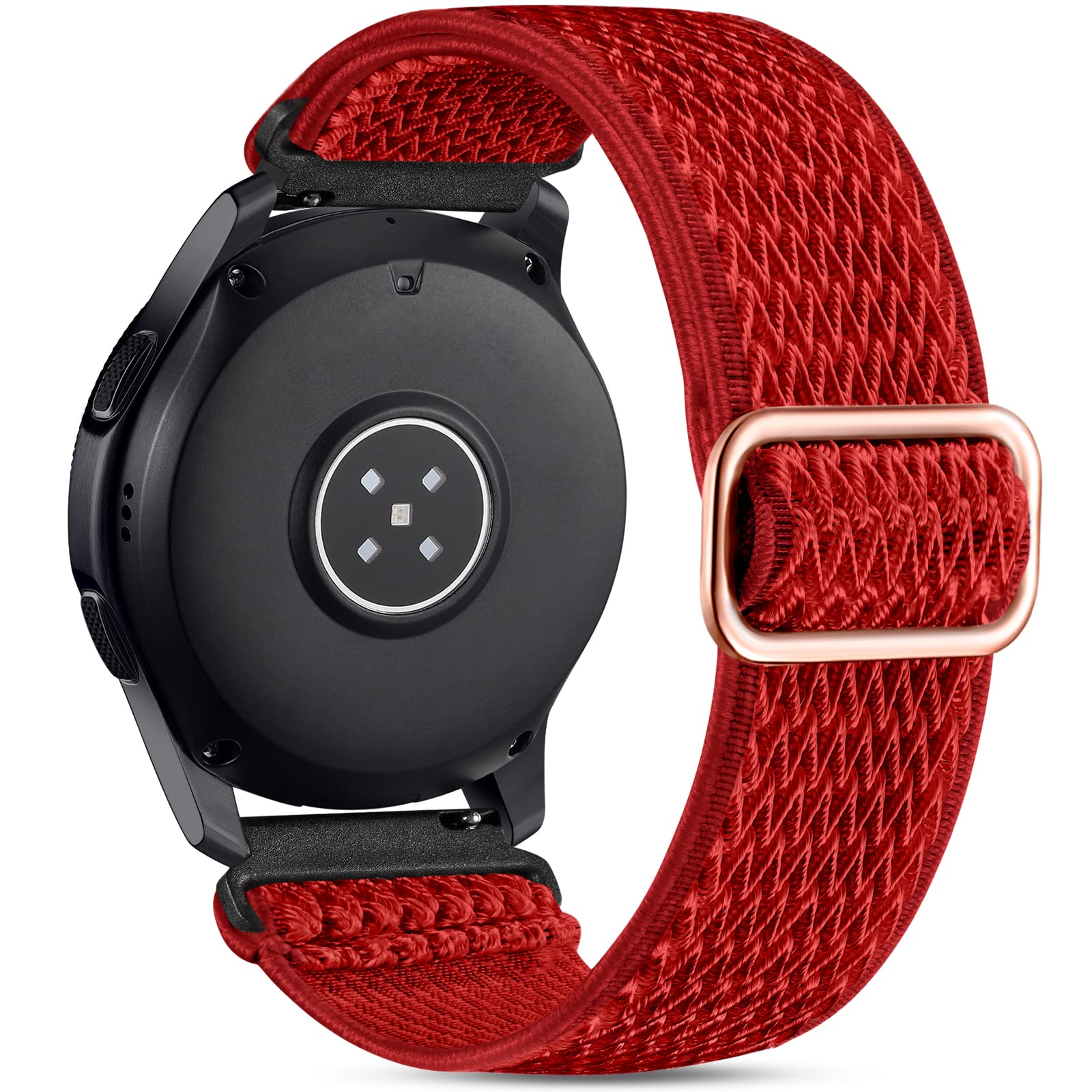 Easuny 22mm Watch Bands Compatible for Samsung Galaxy Watch 3 45mm Band/Galaxy Watch 46mm/Gear S3 Frontier, Stretchy Adjustable Elastic Nylon Woven Loop Wristband for Men Women, Red