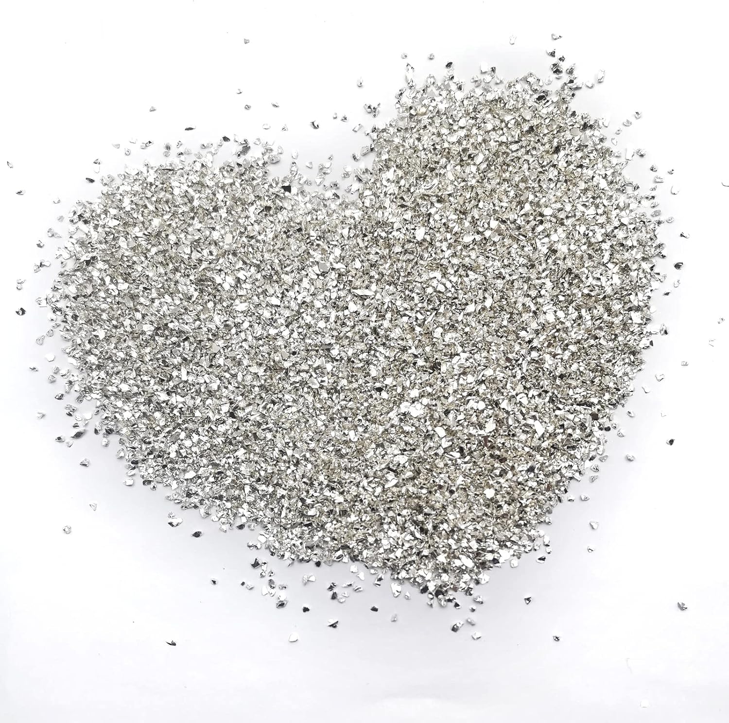Vase Fillers - LYFJXX 1 lb Crushed Glass Glitter for Crafts, DIY Nail Art, Vase fillers for Centerpieces Table Scatter, Irregular Chips, Wedding Decoration, Home Decor (Silver)