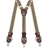 Kohentact Suspenders for Men with Clip & 6 Buttons 1.4in Y-Shape Stainless Steel