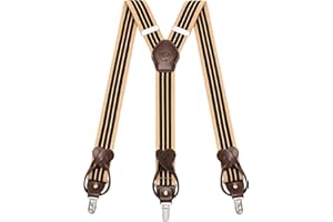 Kohentact Suspenders for Men with Clip & 6 Buttons 1.4in Y-Shape Stainless Steel