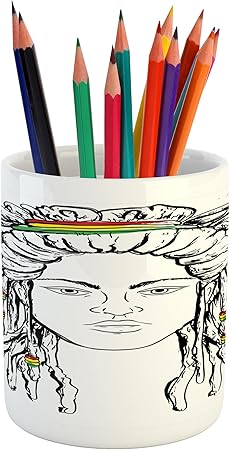 Amazon Com Ambesonne Rasta Pencil Pen Holder Grunge Ethiopian
