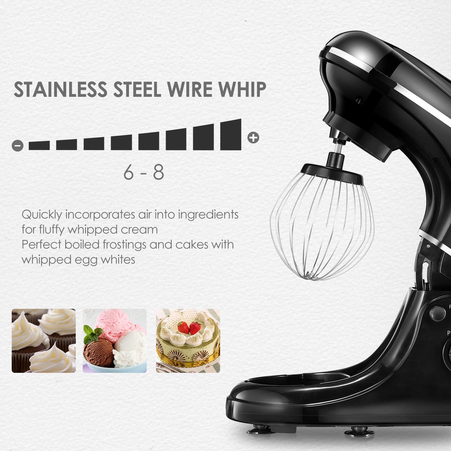 Stand Mixer Cake Mixer, 8 Speed Dough Mixer 1200W Max with 4.5L Mixing