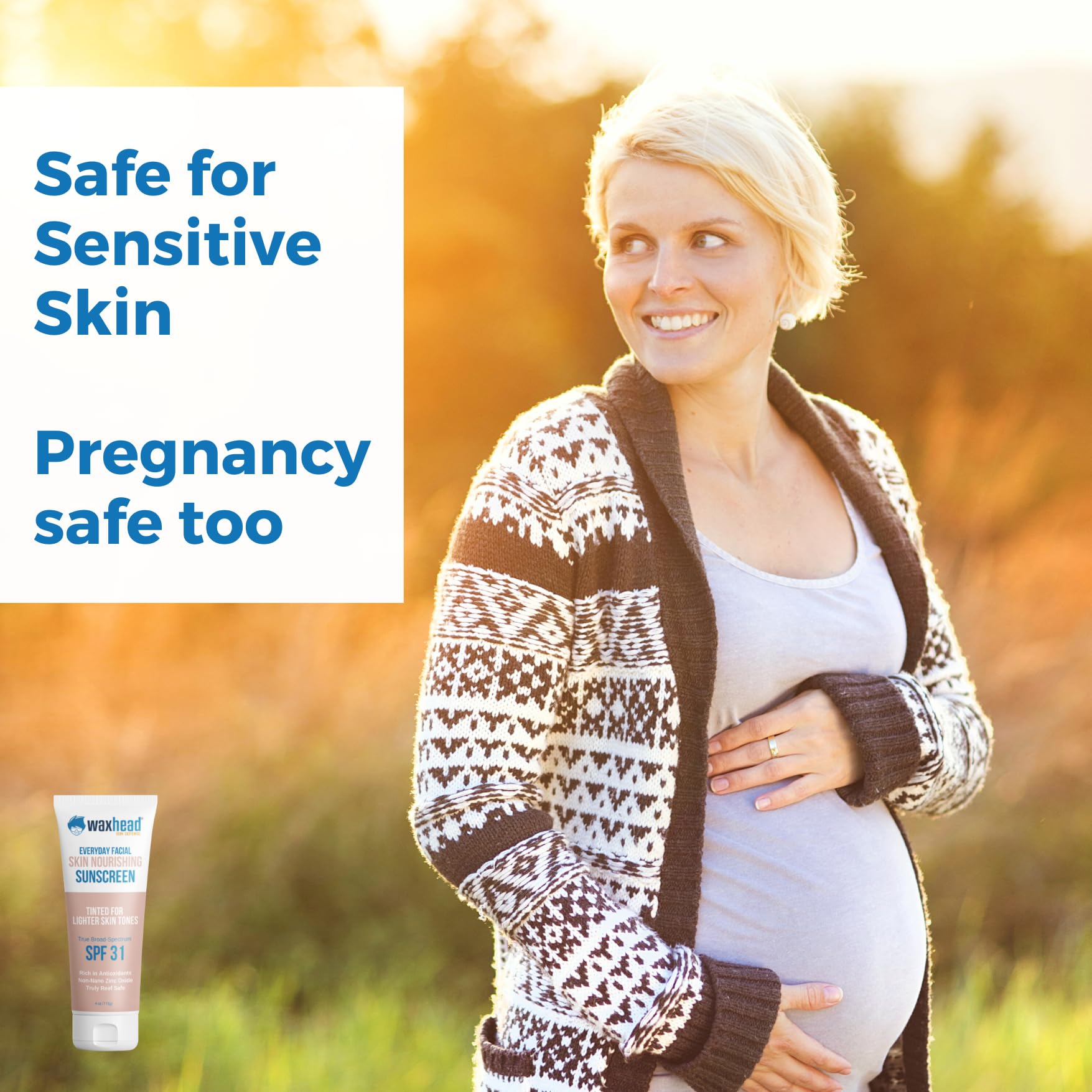 Waxhead Tinted Mineral Sunscreen for Face – Sheer Glow BB Cream Moisturizer with SPF 31, Non-Nano Zinc Oxide, Unscented, Non‑Comedogenic Mineral Facial Sunscreen, Primer under Makeup (Light Tint 4oz)