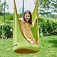CO-Z Upgraded Kids Hanging Pod Swing Chair with Inflatable Cushion, Child Hanging Hammock for Indoor and Outdoor, Sensory Pod Swing for Kids (Two Straps, Green)