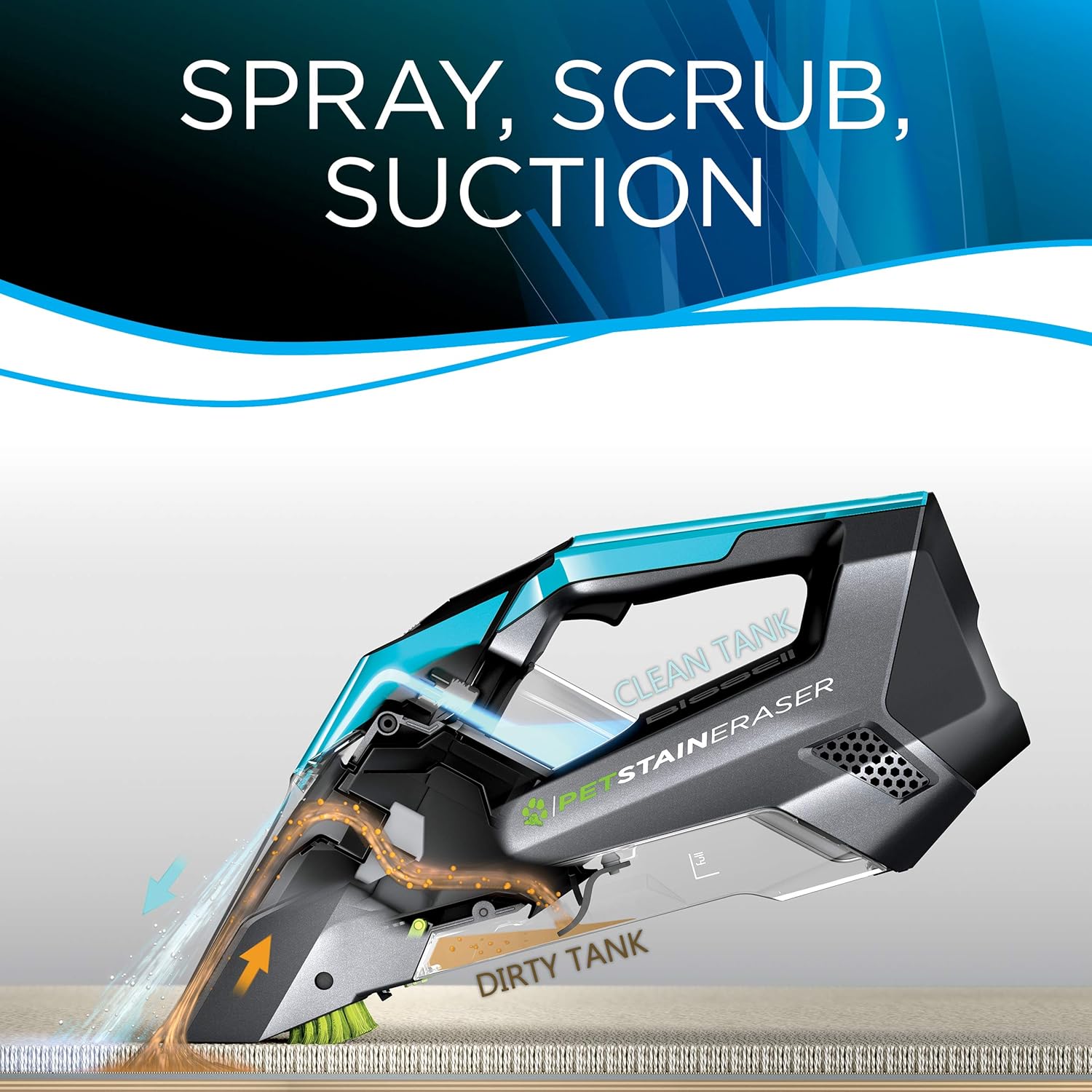 BISSELL Pet Stain Eraser Cordless Portable Deep Carpet Cleaner, Teal