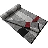Lindoro Merino Wool Scarf for Men, Tartan Warm Lightweight Plaid Winter Long Scarves w/Gift Box