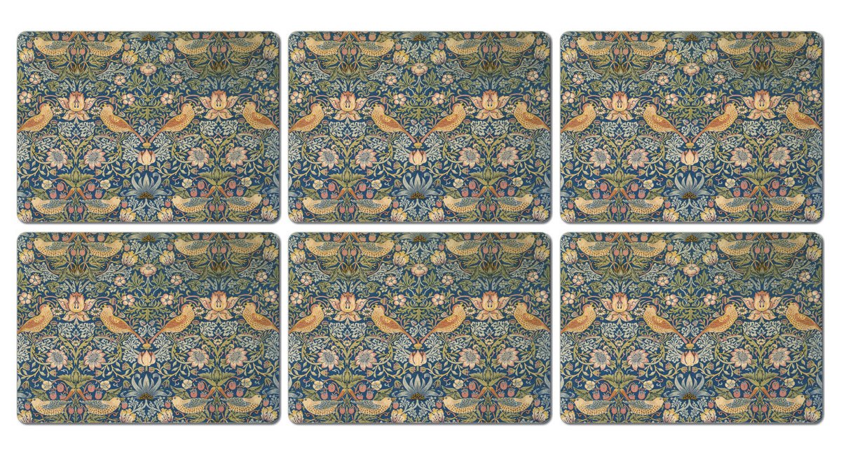 Castle Melamine William Morris Strawberry Thief Placemats - Set of 6