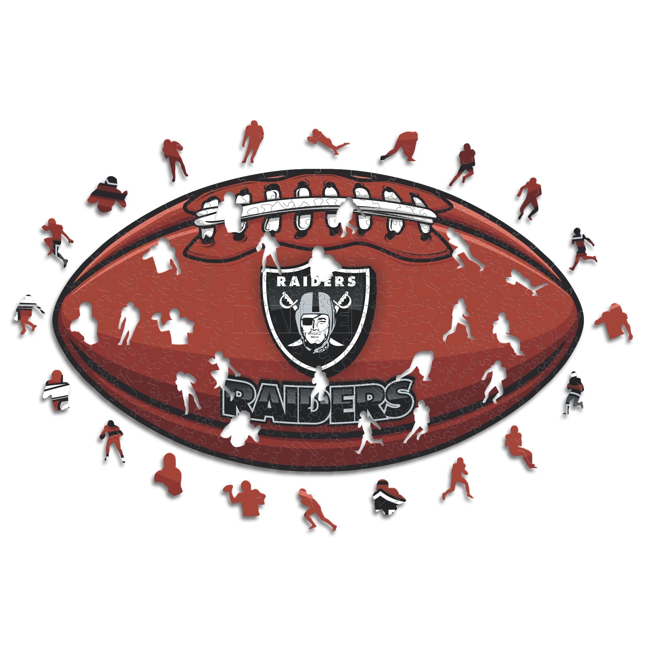 Iconic Puzzles, Las Vegas Raiders Crest, 100% eco-sustainable wooden puzzle with official license NFL, size L, 500 pieces
