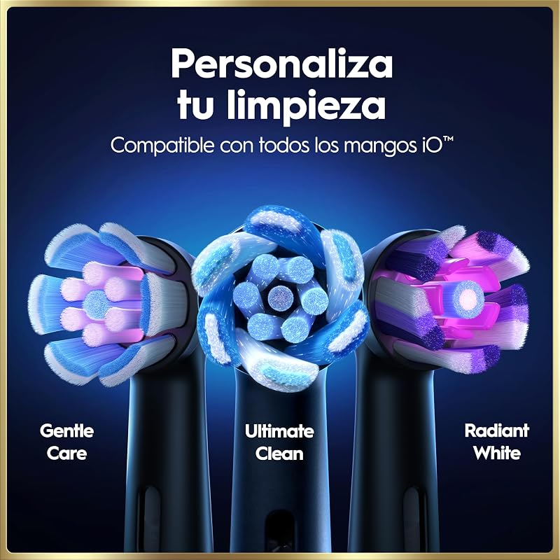 Escova de dentes elétrica preta oral-b io 9, 3 cabeças de escova, 1 estojo carregador de viagem, projetado por braun