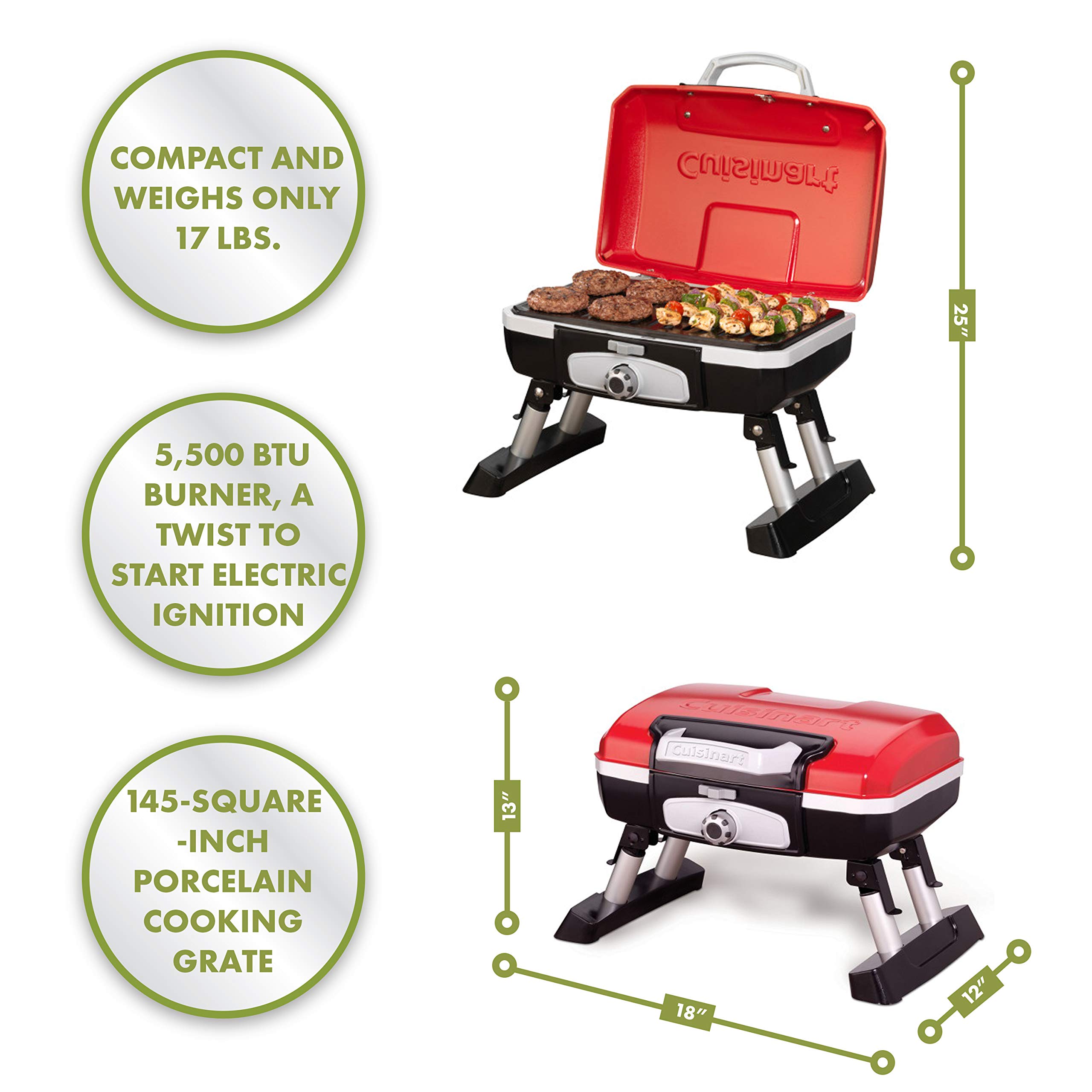 Cuisinart CGG180T Petit Gourmet Portable Tabletop Gas Grill, Red Buy