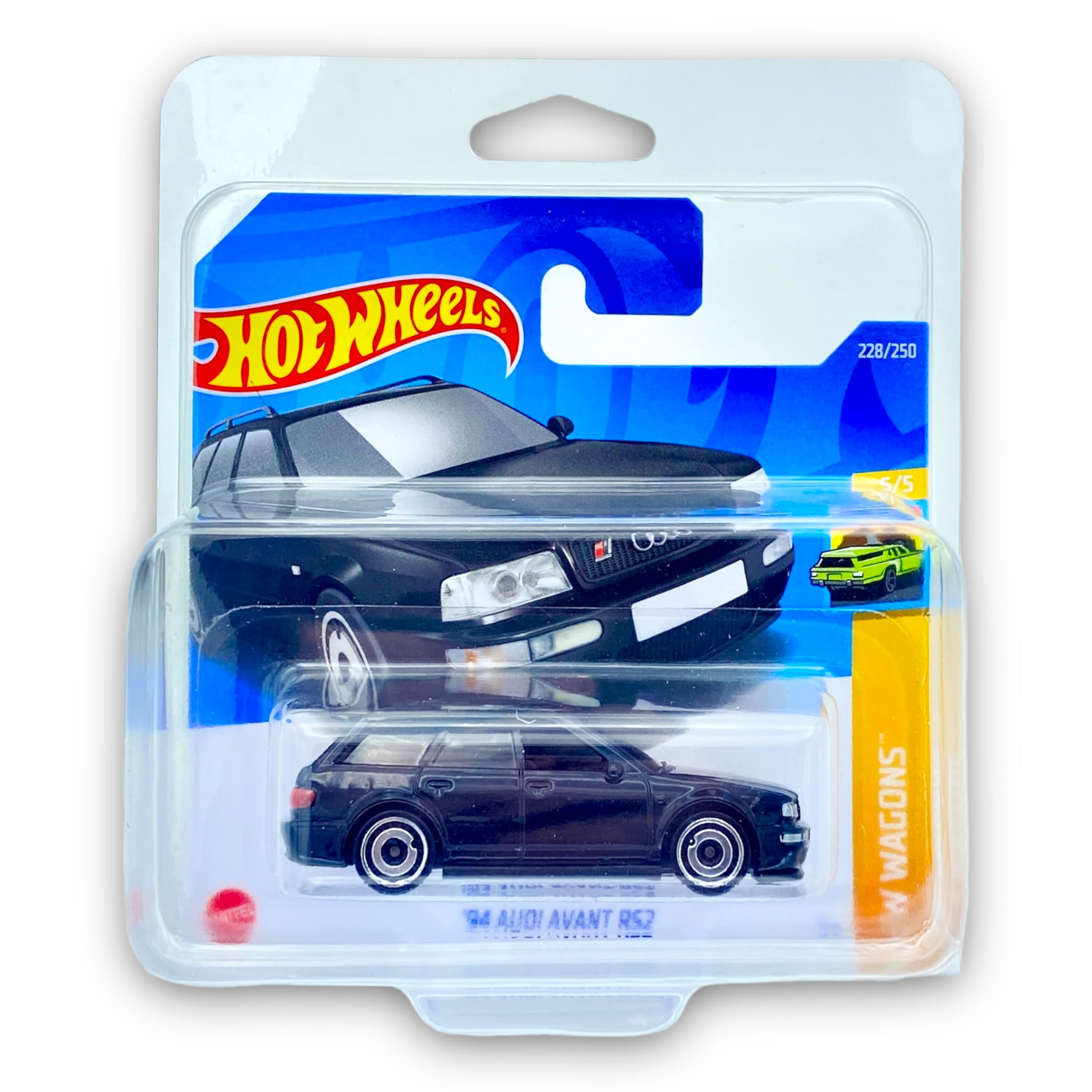 Hot Wheels '94 Audi Avant RS2 (Black) 5/5 HW Wagons 2022 - 228/250 (Short Card) *** COMES IN A KLAS CAR KEEPER PROTECTIVE COLLECTORS CASE *** HCT69 (HW0195)