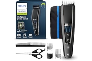 Philips Norelco Hair Clipper 7000 Series, Hair and Beard Trimmer, Precision Dial, PowerAdapt Sensor, Trim-and-Flow, DualCut, DuraPower, 28 Length Settings, 90 Min. Runtime, Model HC7650/40