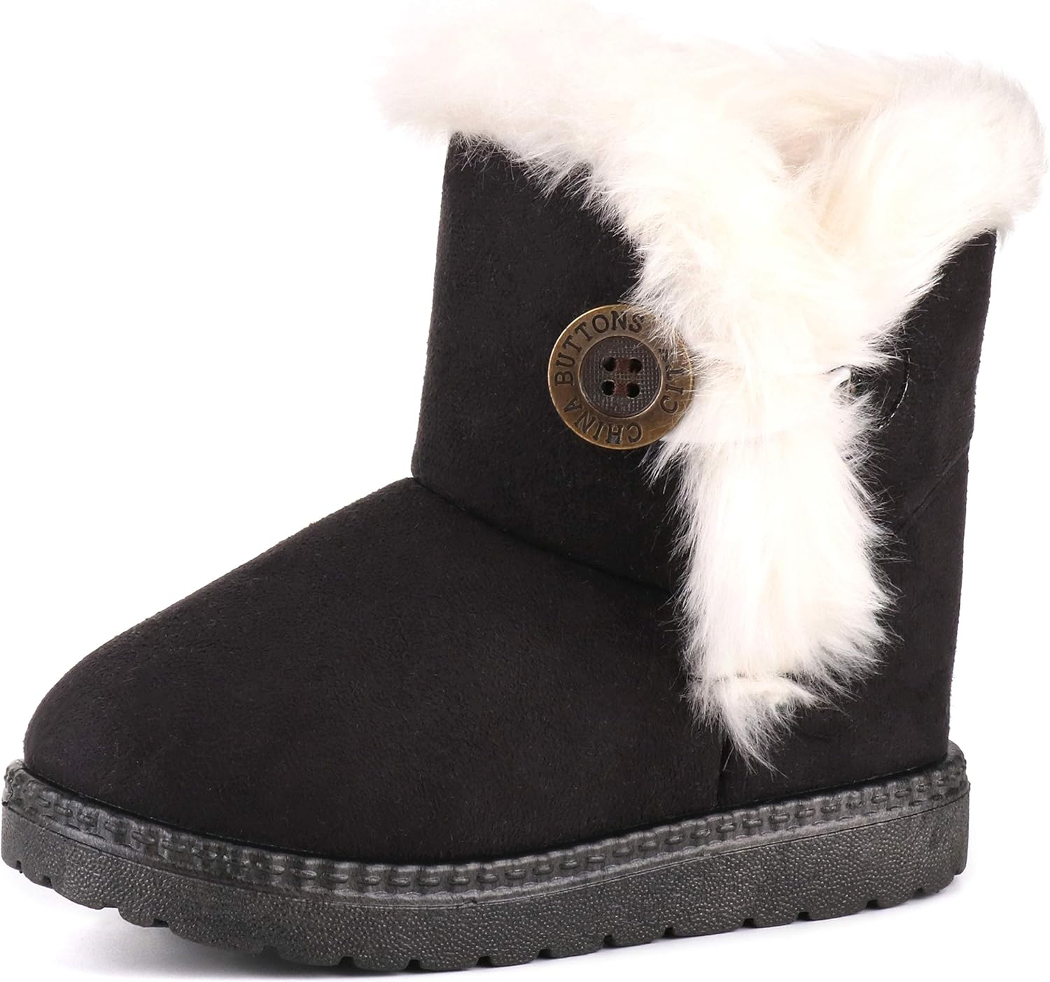 Femizee Girls Boys Warm Winter Flat Shoes Bailey Button Snow Boots(Toddler/Little Kid): Shoes