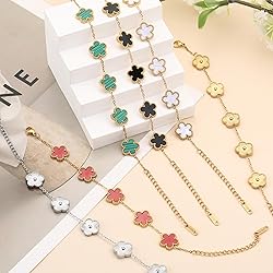 TICVSS Four Leaf Clover Bracelet for Women 18K Gold