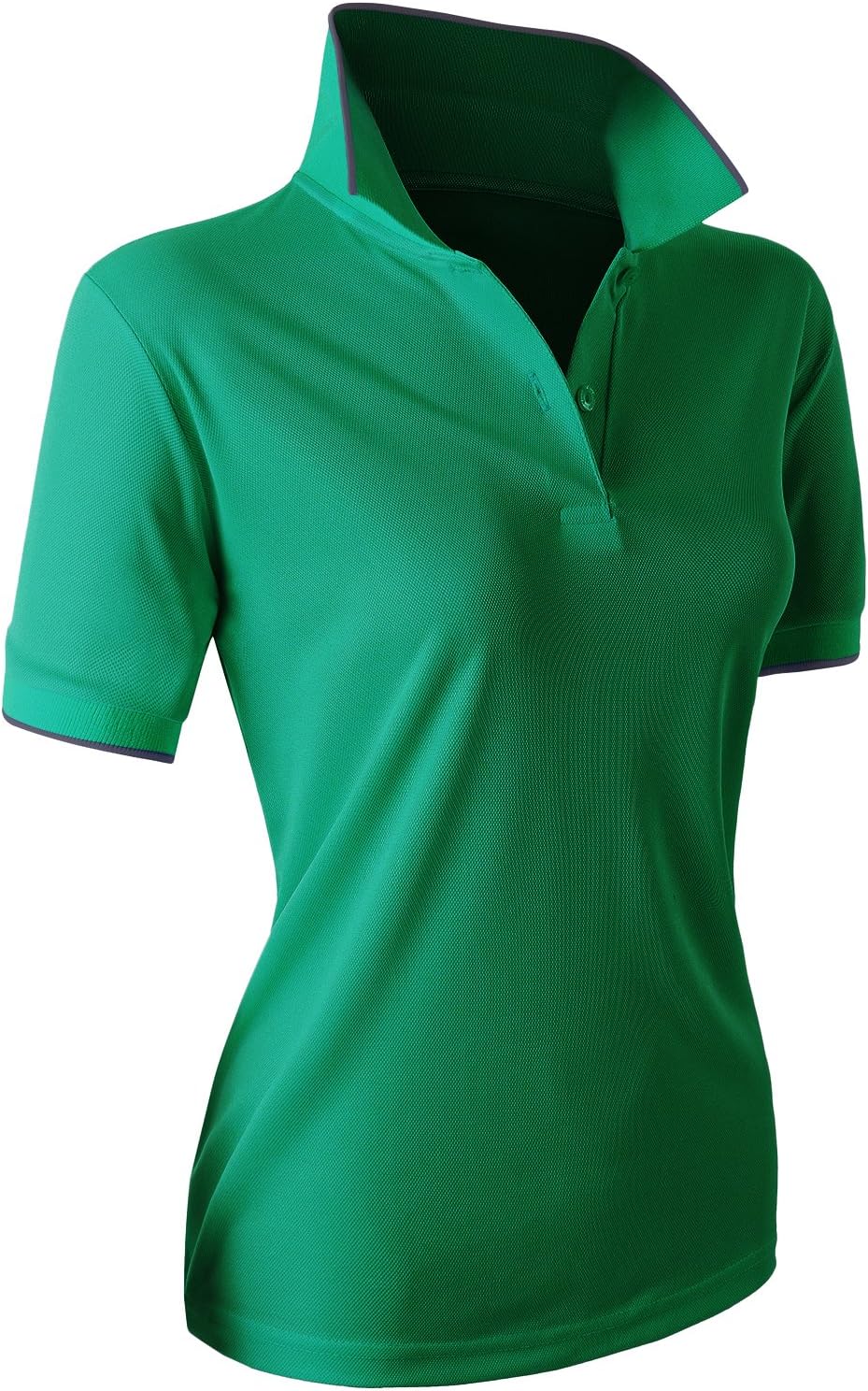 CLOVERY Women's Sport Wear 2-Button Polo Short Sleeve Shirt