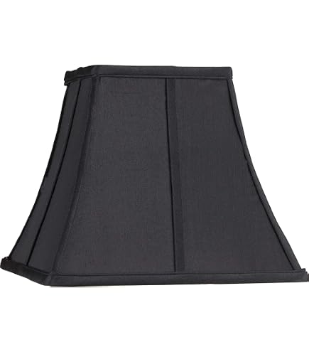 Black Square Lamp Shade 5.25" Top X 10" Bottom X 9.5" High - Spider Fit With Harp & Finial