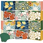 qiqee 6.3"x4.7"x2.4" inch 12PCS Clash Flowers Paper Gift Wide Bags with Tissue Paper Handles Small Size（12pcs Bags +24pcs Tissue Paper ）