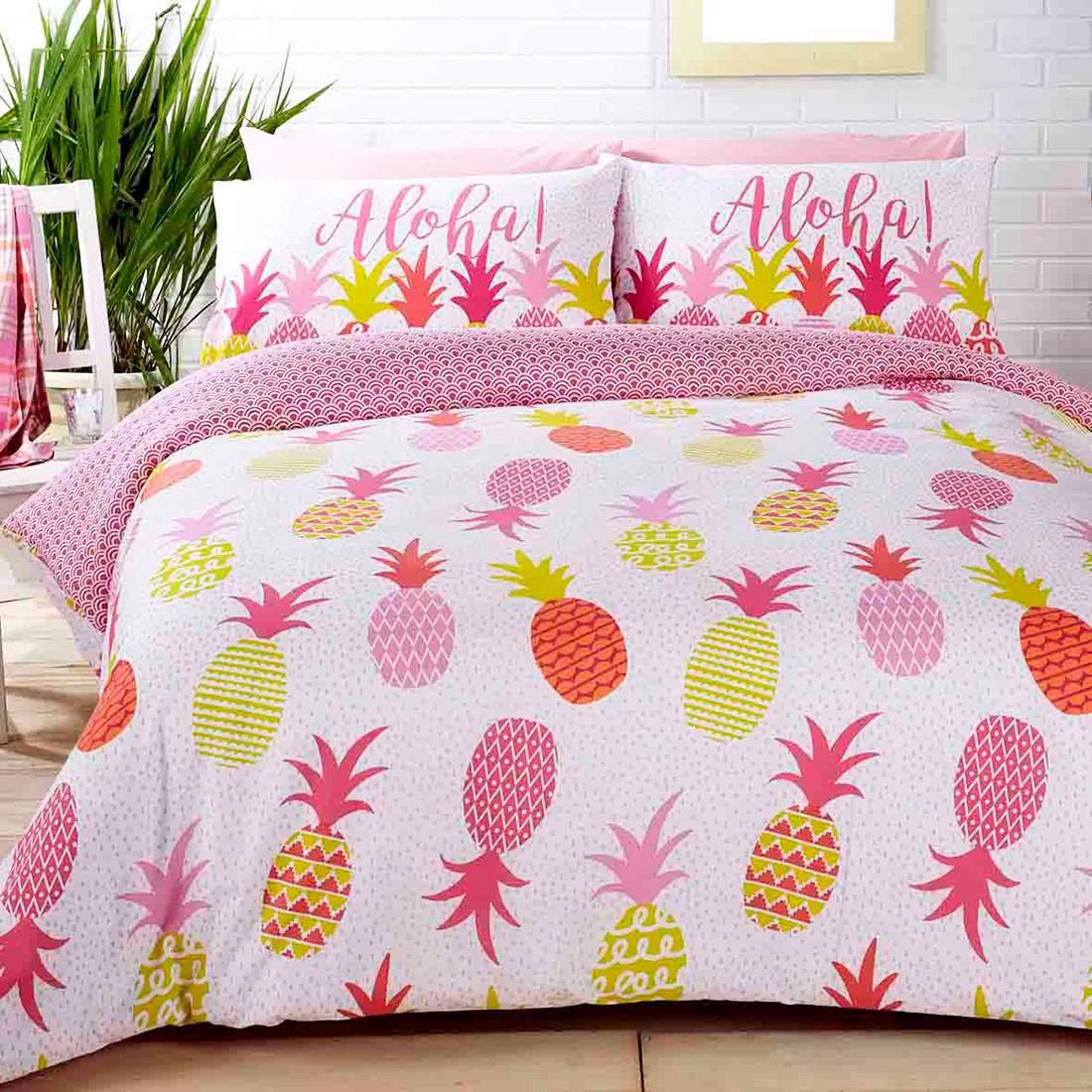 Rapport Home Pineapples Duvet Set, Polyester-Cotton, Multi-Colour, Double