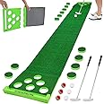 Golf Putting Green Mat with Auto Ball Return, Crystal Velvet Mat and Solid Wood Base, Mini Golf Game Practice Equipment Training Mat for Home Office Indoor Outdoor Use