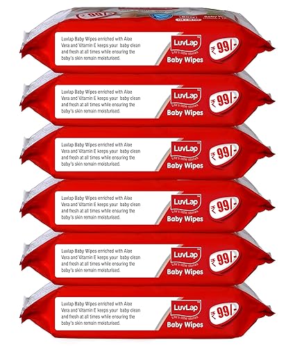 LuvLap Baby Wipes 72+8  - Pack of 6