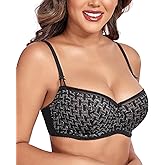DotVol Women's Lace Sheer Balconette See Through Unlined Underwire Everyday Bra