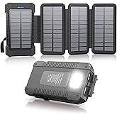 Solar Power Bank 38800mAh Portable Solar Charger 3 Ports Power Bank External Batteries 3 Solar Panels with Flashlight Light/S